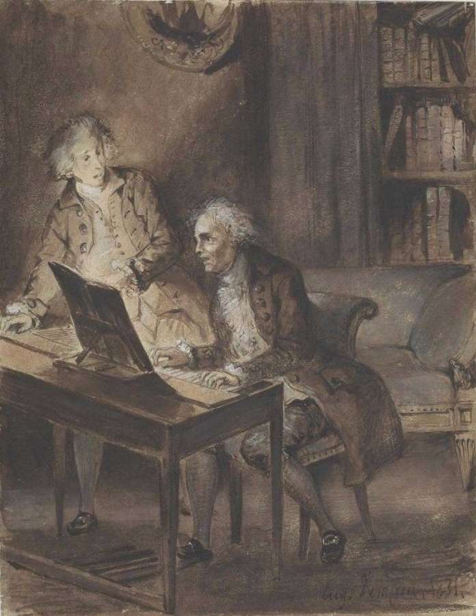 Willibald von Glueck at the Clavecin Composing the Score of his Armide by EUGÈNE DELACROIX