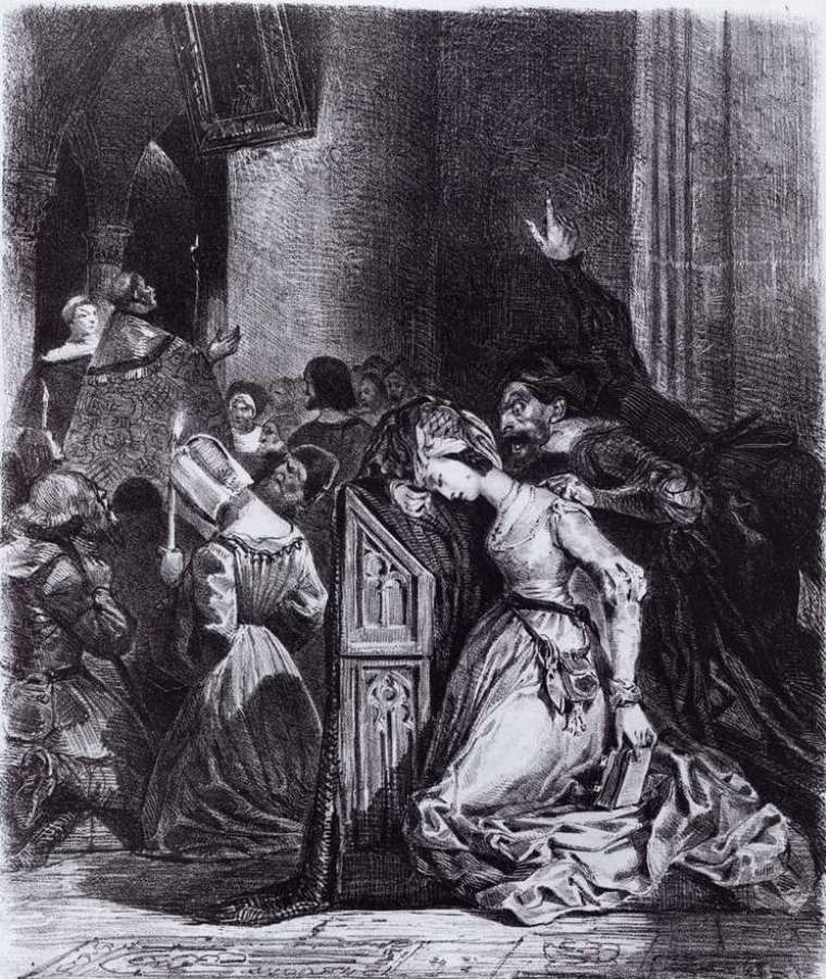 Marguerite in the Church with the Evil Spirits by EUGÈNE DELACROIX