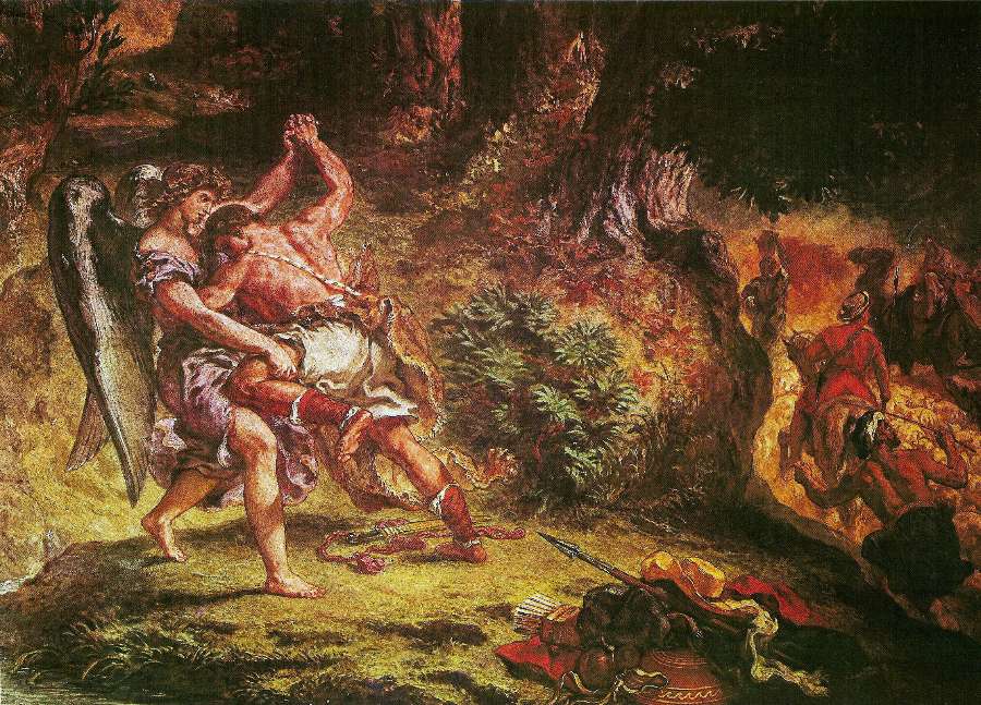 Jakob's fight with the angel (detail 1) by EUGÈNE DELACROIX