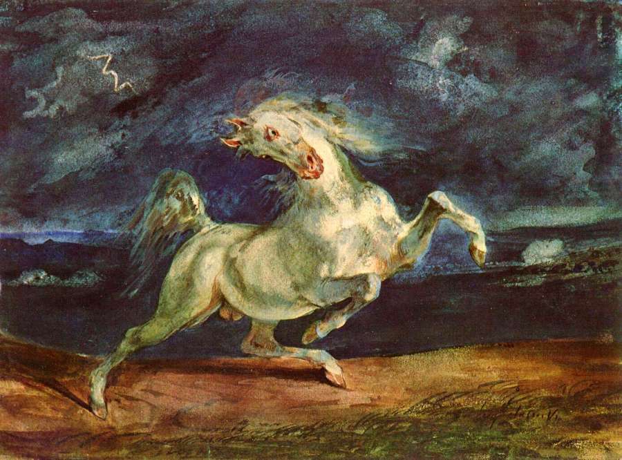 Before lightning shrinking of horse by EUGÈNE DELACROIX