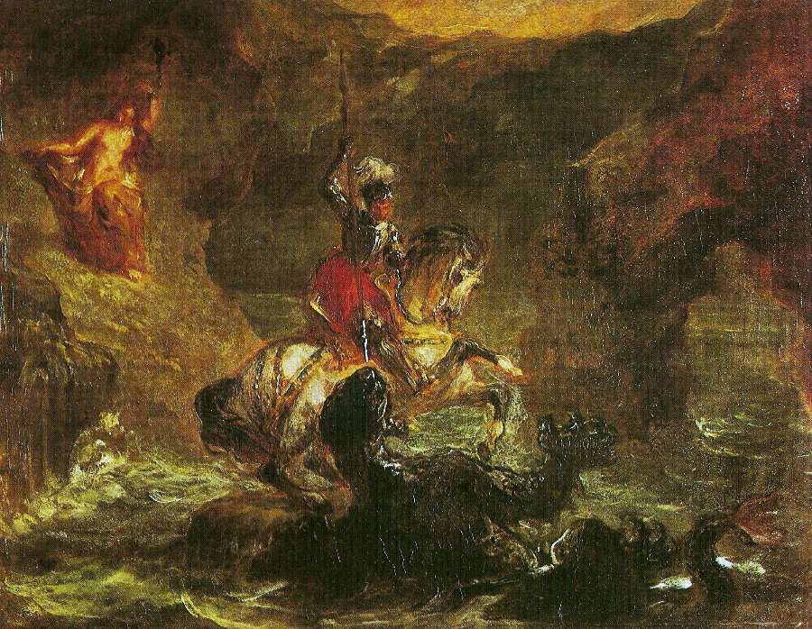 St George killing the dragon by EUGÈNE DELACROIX