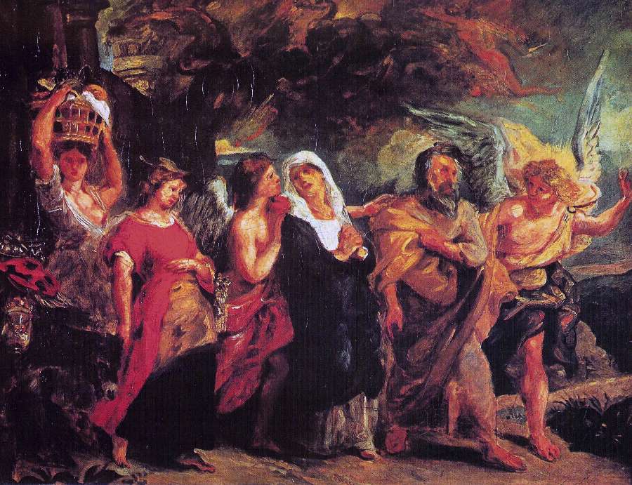 The flight of Lot by EUGÈNE DELACROIX