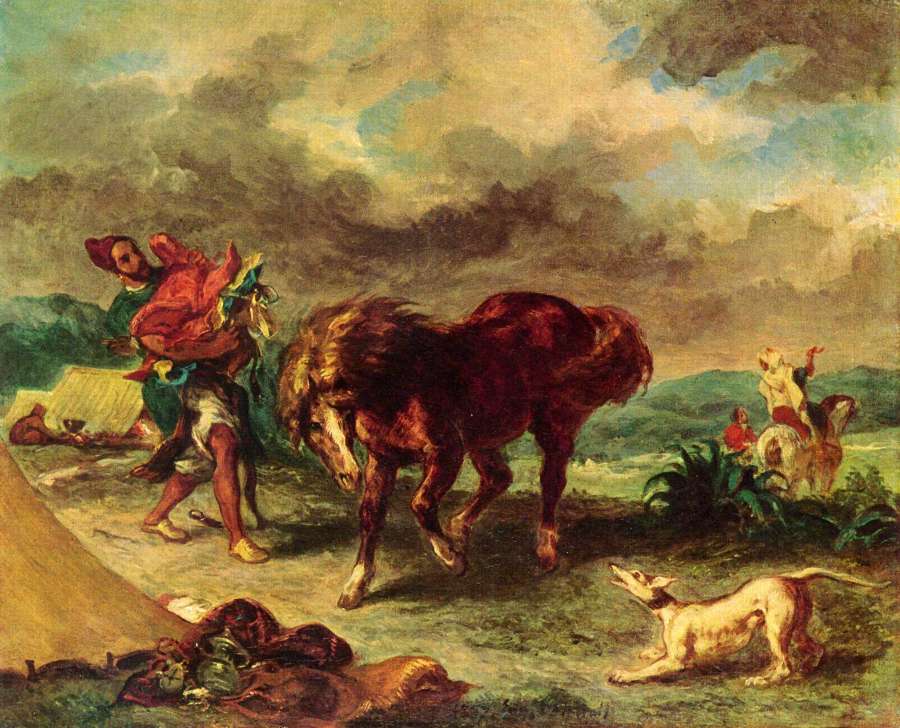 The Maroccan and its horse by EUGÈNE DELACROIX