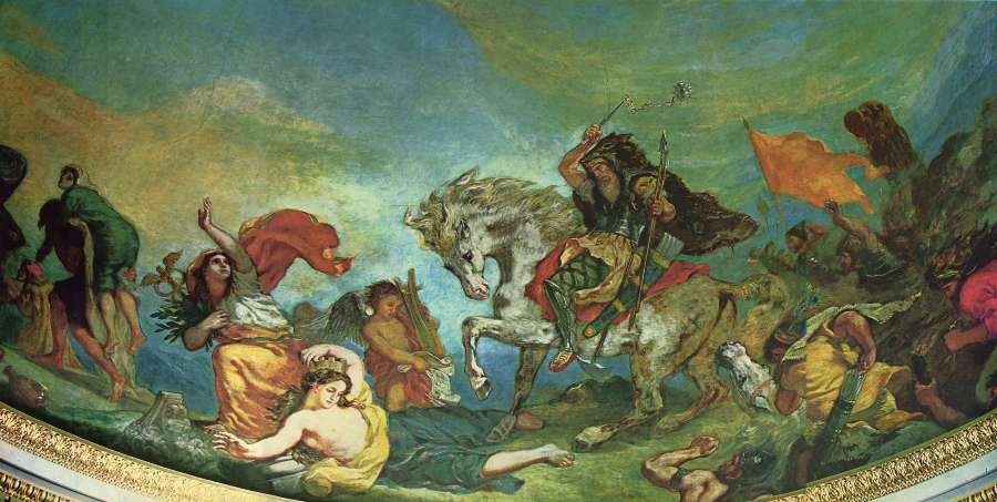 Attila rode over Italy and the arts, detail Attila and his Hordes Overrun Italy and the Arts by EUGÈNE DELACROIX