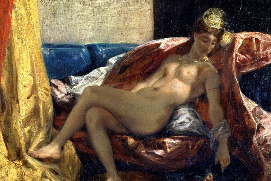 Reclining Odalisque or, Woman with a Parakeet by EUGÈNE DELACROIX