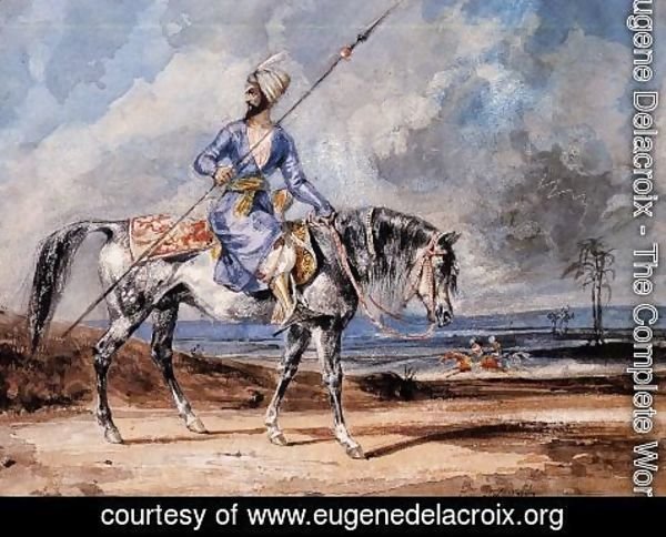 Eugene Delacroix - A Turkish Man on a Grey Horse