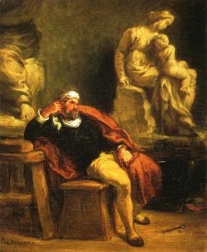 Eugene Delacroix - Michelangelo in His Studio