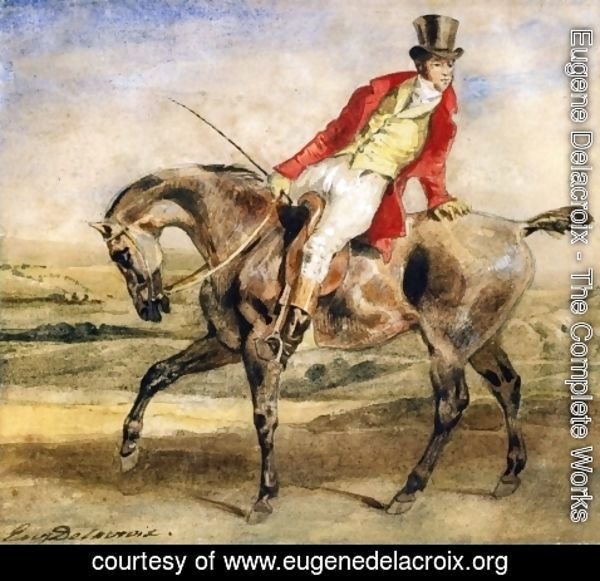 Eugene Delacroix - Gentleman on a Dark Brown Hunter