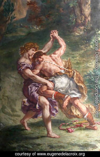 Eugene Delacroix - Jacob fights with a man of the sky
