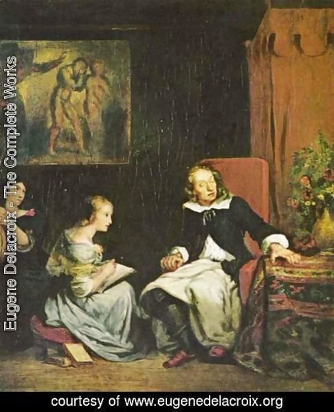 Eugene Delacroix - Milton dictates the Paradise to its daughters draws