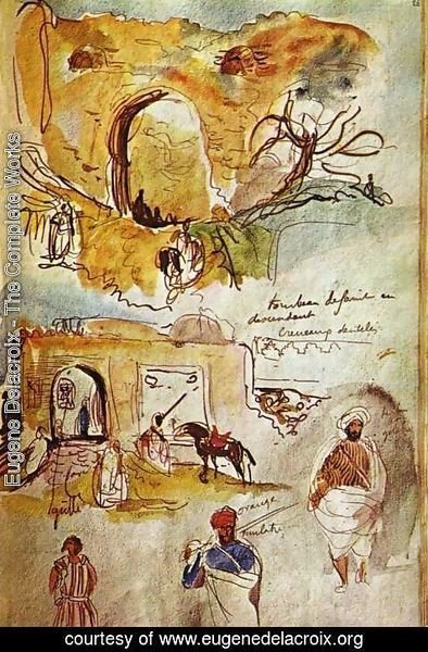 Eugene Delacroix - Stadtmauer of Meknes (from that Moroccan sketch book)