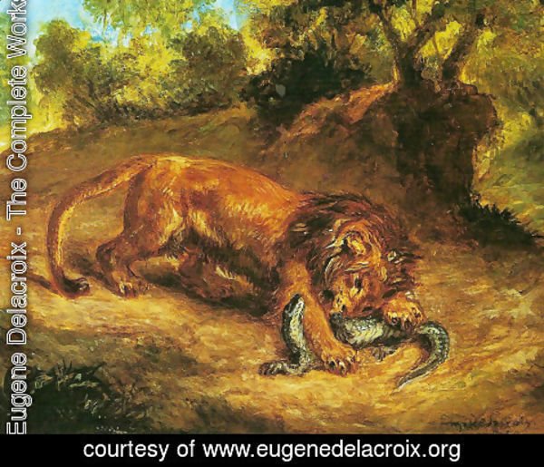 Eugene Delacroix - The lion and the caiman