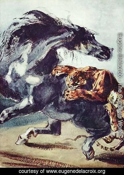 Eugene Delacroix - Tiger attacks a horse