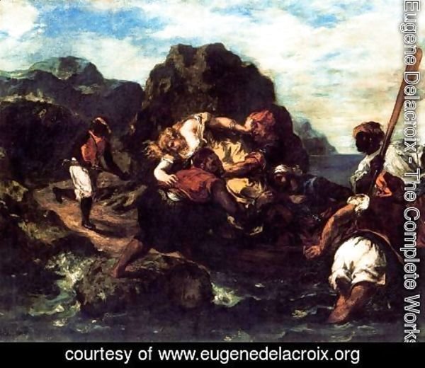 Eugene Delacroix - African Pirates Abducting a Young Woman