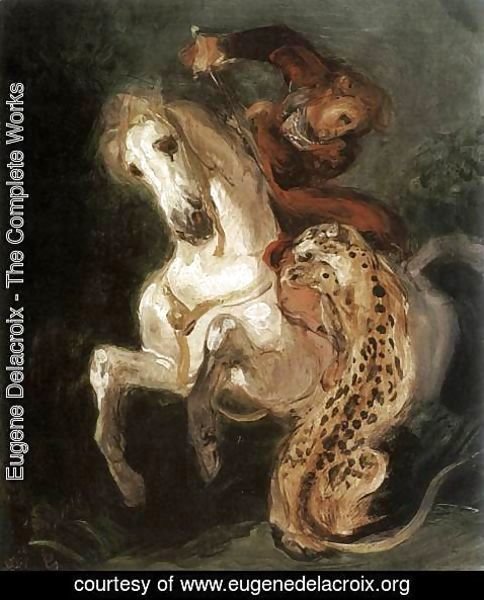 Eugene Delacroix - Jaguar Attacking a Horseman