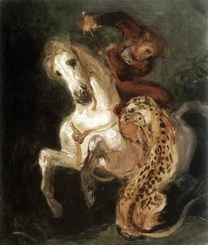 Eugene Delacroix - Jaguar Attacking a Horseman