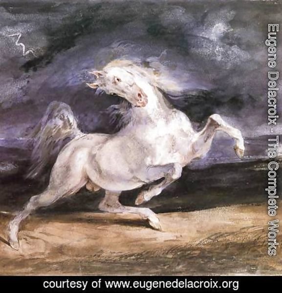 Eugene Delacroix - Horse Frightened by a Storm