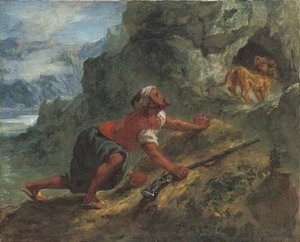Eugene Delacroix - Arab stalking a lion