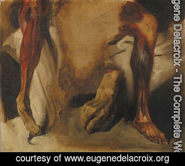 Eugene Delacroix - A severed Hand and two corchs of a Leg