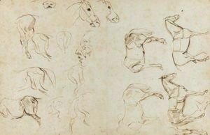 Eugene Delacroix - Etude De Chevaux