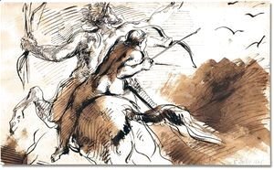 Eugene Delacroix - Study for 'the education of Achilles'