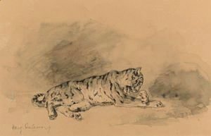 Eugene Delacroix - Study Of A Tiger