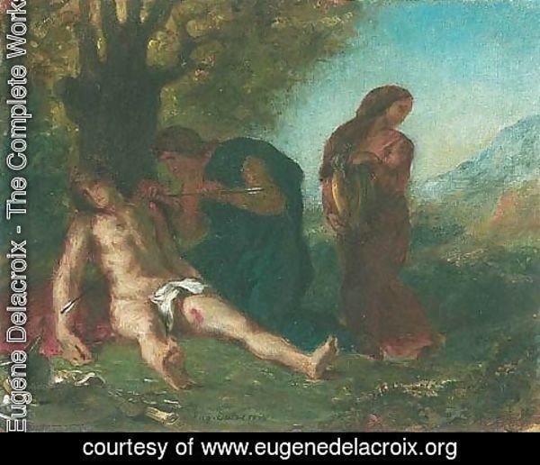 Eugene Delacroix - Saint Sebastien A Terre Et Les Saintes Femmes