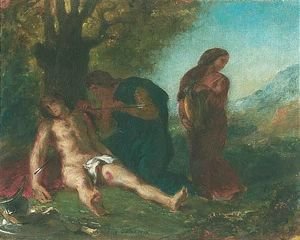 Eugene Delacroix - Saint Sebastien A Terre Et Les Saintes Femmes