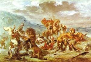 Eugene Delacroix - Lion Hunt