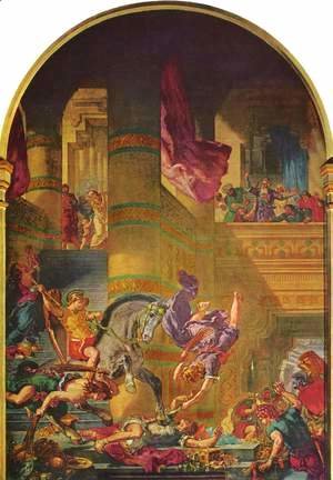 Mural for Saint-Sulpice in Paris, Chapel of the Holy Angels, Scene expulsion of Heliodorus from the Temple