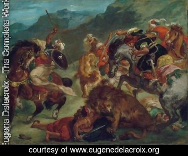 Eugene Delacroix - Lion Hunt 2