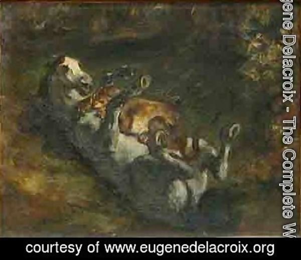 Eugene Delacroix - Horse Attacked by Lioness