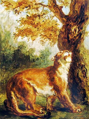 Eugene Delacroix - Puma (Lioness watching prey)