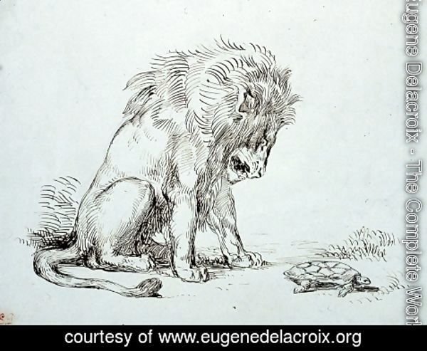 Eugene Delacroix - Lion and Tortoise