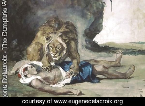 Eugene Delacroix - Lion Rending Apart a Corpse