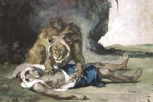 Eugene Delacroix - Lion Rending Apart a Corpse