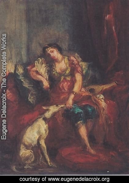 Eugene Delacroix - Woman from Algiers with Windhund