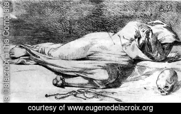 Eugene Delacroix - Monk at Prayer