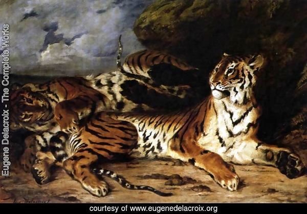 A Young Tiger Playing with its Mother 1830