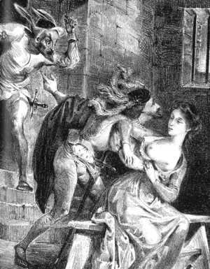 Eugene Delacroix - Faust with Margarete in Prison (detail) 1828