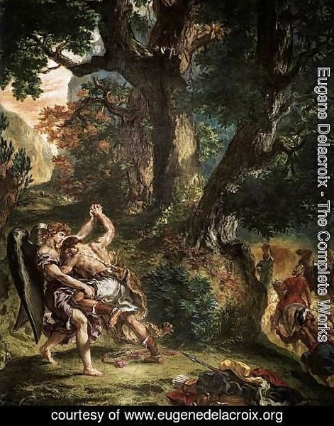 Eugene Delacroix - Jacob Wrestling with the Angel (detail) 1854-61