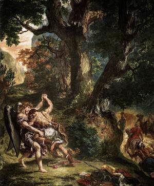 Eugene Delacroix - Jacob Wrestling with the Angel (detail) 1854-61