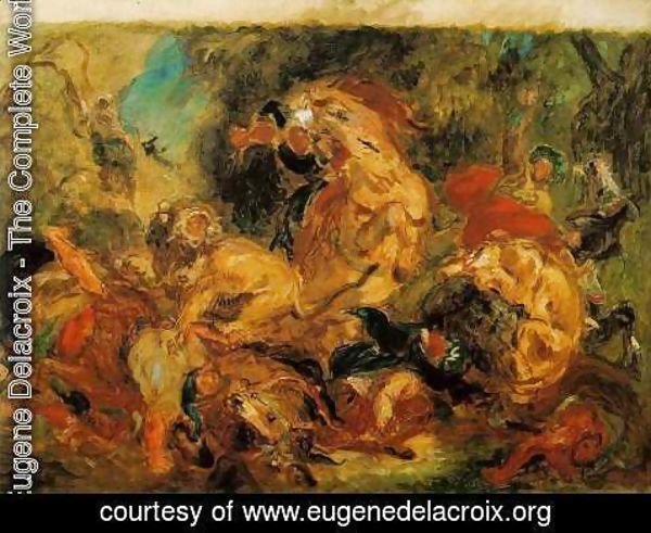Eugene Delacroix - Lion Hunt 1854