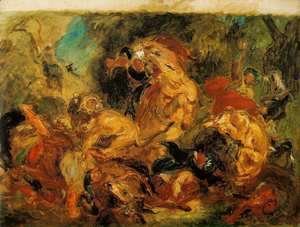 Eugene Delacroix - Lion Hunt 1854