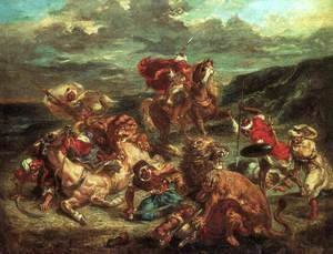 Eugene Delacroix - Lion Hunt 1861